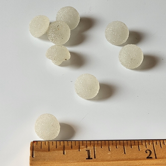 Vintage Round White Domed Plastic Shank Sugared Texture Sewing Buttons ~ 8pcs - Picture 13 of 13